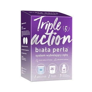 Triple Action do wybielania zębów w domu wybielająca pasta do zębów 30ml + wybielający żel 50ml + płyn do płukania 100ml + nakładki do formowania x3