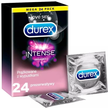 Durex prezerwatywy Intense 24 szt z wypustkami prążkami żel stymulujący