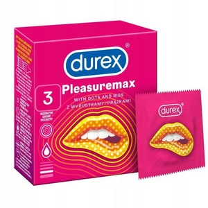 Durex prezerwatywy Pleasuremax 3 szt z wypustkami prążkami