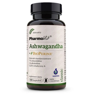 Ashwagandha + BioPerine suplement diety 180 kapsułek