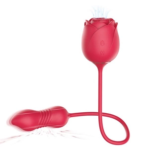 Immortal Flower 5 masażer intymny w kształcie róży z 9 trybami ssania i pchania Red