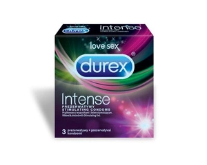Durex prezerwatywy Intense 3 szt z wypustkami prążkami żel stymulujący