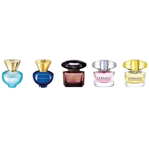 kolekcja miniatur Crystal Noir woda toaletowa 5ml + Dylan Turquoise woda toaletowa 5ml + Yellow Diamond woda toaletowa 5ml + Bright Crystal woda toaletowa 5ml + Pour Femme Dylan Blue woda perfumowana 5ml