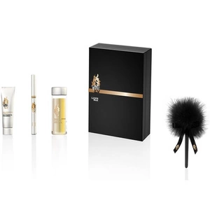 Love Box zestaw olejek do masażu 30ml + kości do gry erotycznej + żel stymulujący dla kobiet 10g + szarfa satynowa