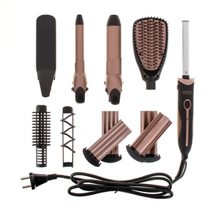 Zestaw Hair Styler 5in1 1200W płytka falująca 3D + lokówka 32mm + lokówka 19mm + szczotka prostująca + płytki karbujące Zig - Zag